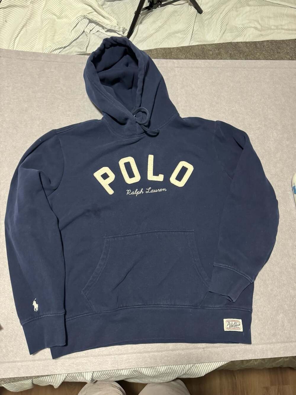 Polo Ralph Lauren Logo Print Hooded Sweatshirt (stain on front)